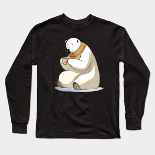 Polar Bear Drinking Coffee Long Sleeve T-Shirt